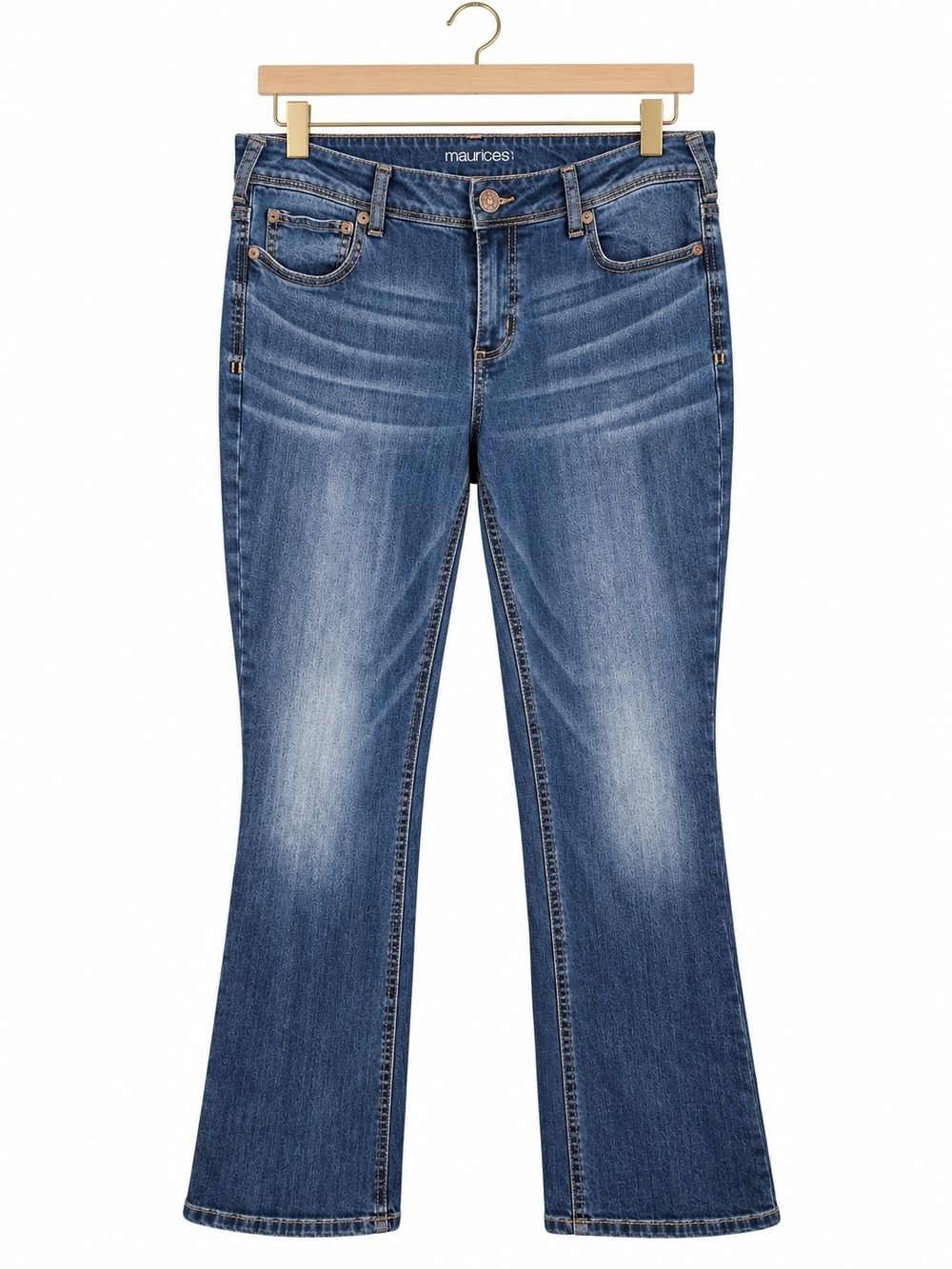 Maurices 13/14 Short Bootcut Jeans Embossed Stretch Denim Y2K Western